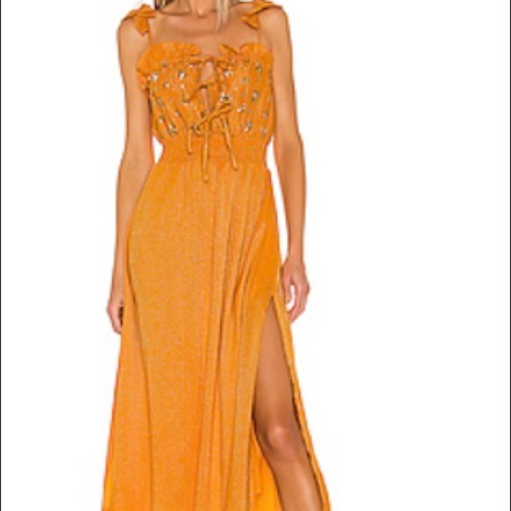 Sundress embellished orange dress